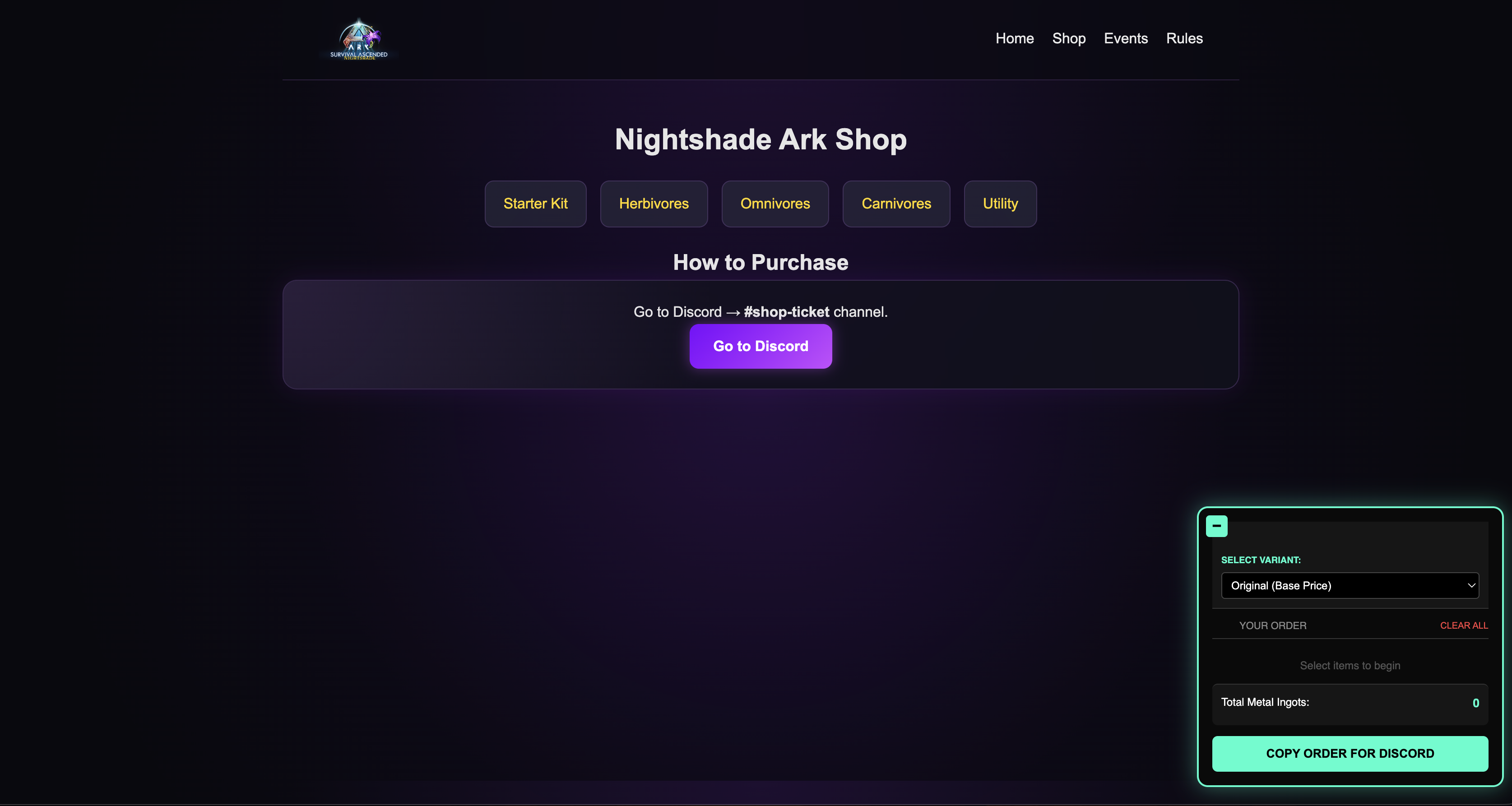 Night Shade Shop Design Project