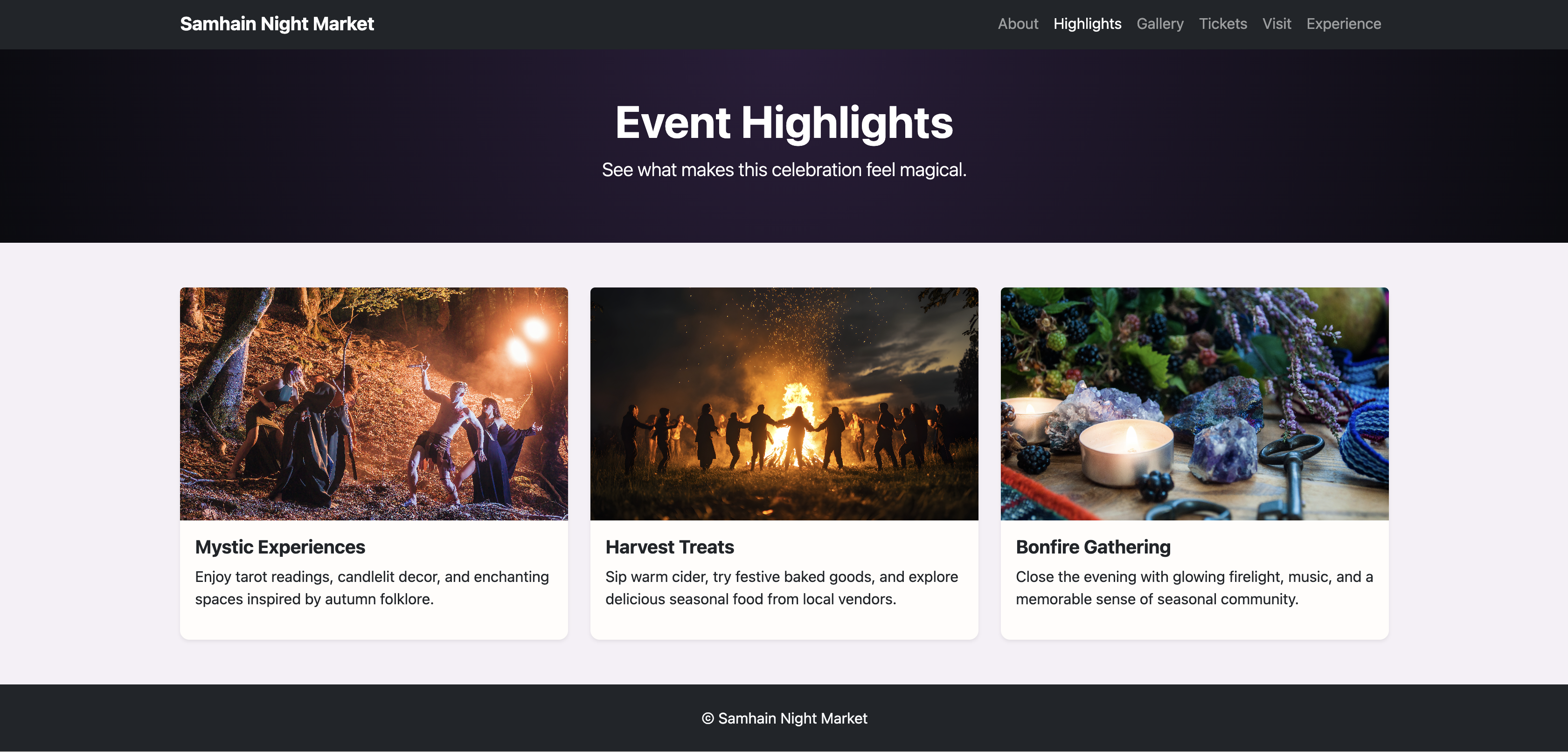 Samhain Night Market Events Design Project